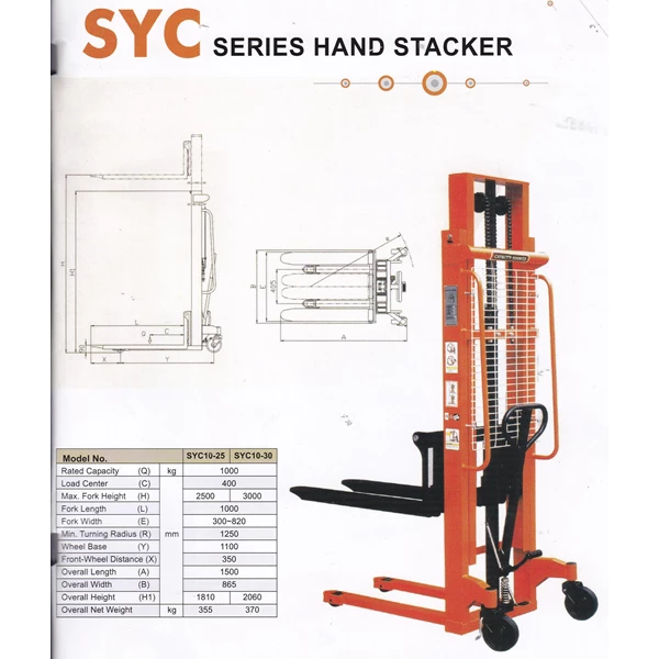 Hand Lift Manual Hand Stacker DALTON 1 Ton sampai 2 Ton Tinggi 1.6 Meter sampai 3 Meter 