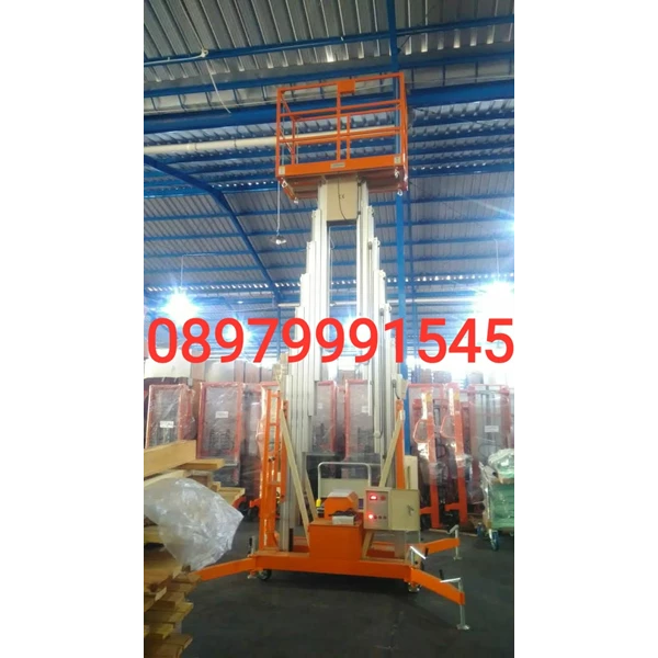 Scissor Lift Tangga Elektrik Aluminium Work Platform Dual Mast untuk 2 Orang Tinggi 10 Meter sampai 16 Meter GTWY 10 1000 