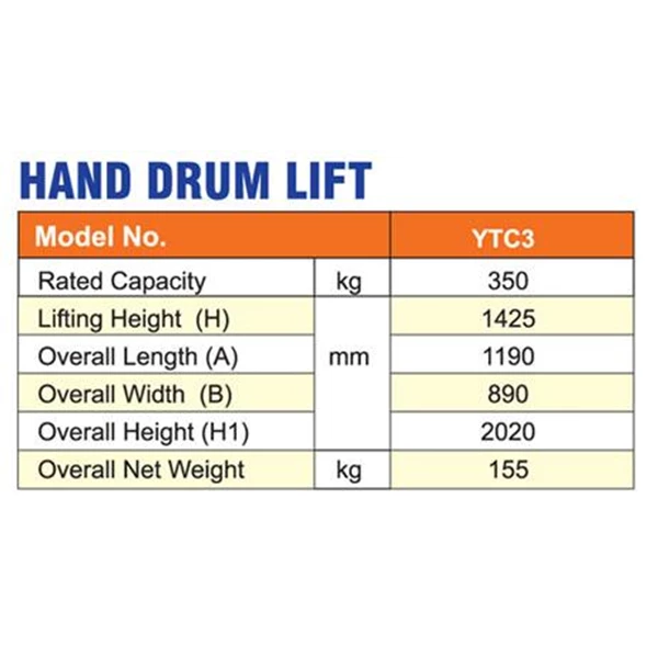 Hand Drum Lift DALTON Drum Lifter untuk Drum Kaleng Cap 350 Kg