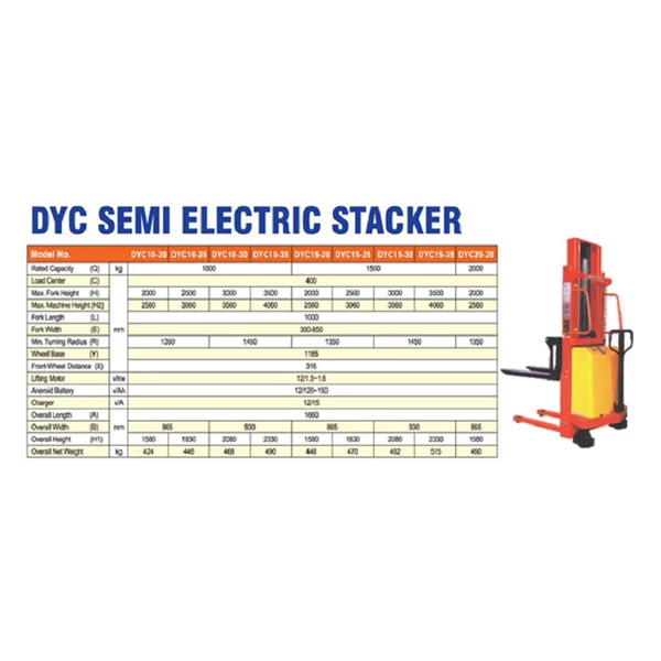 Stacker Semi Electric Otomatis DALTON Kapasitas 1 sampai 2 Ton
